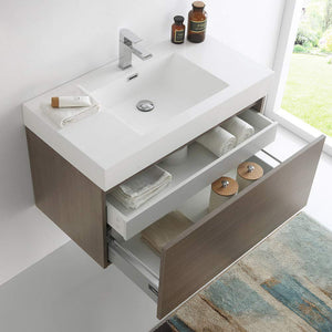 Fresca FCB8008WH Fresca Mezzo 36" White Wall Hung Modern Bathroom Cabinet