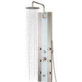 PULSE ShowerSpas 1039W-BN Tropicana ShowerSpa Panel with 10" Rain Showerhead, 6 Body Spray Jets and Hand Shower, White Glass with Brushed Nickel Fixtures, 2.5 GPM