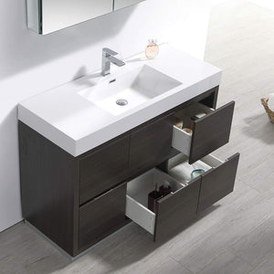 Fresca FVN8448WH Fresca Valencia 48" Glossy White Free Standing Modern Bathroom Vanity w/ Medicine Cabinet