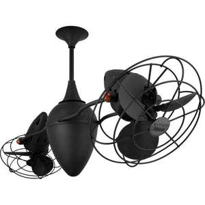 Matthews Fan AR-BK-MTL Ar Ruthiane 360° dual headed rotational ceiling fan in Matte Black finish with metal blades.