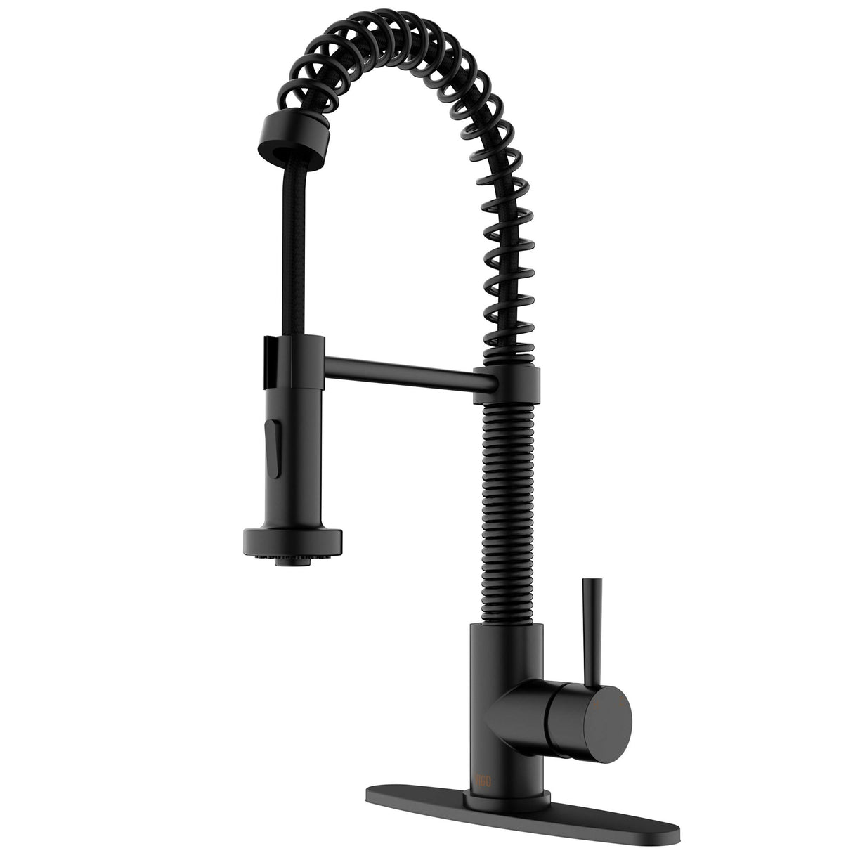 VIGO VG02001MBK1 19" H Edison Single-Handle with Pull-Down Sprayer Kitchen Faucet with Deck Plate in Matte Black