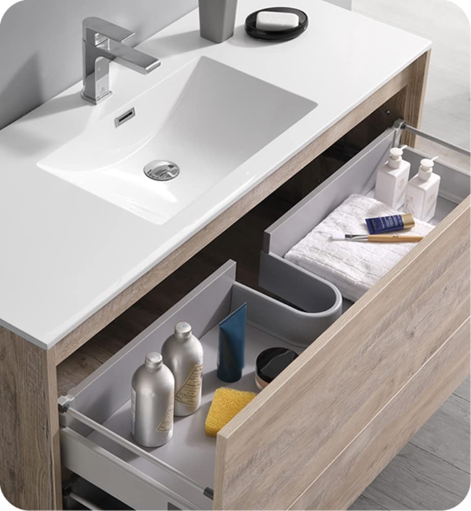 Fresca FVN9248RNW Fresca Catania 48" Rustic Natural Wood Wall Hung Modern Bathroom Vanity w/ Medicine Cabinet