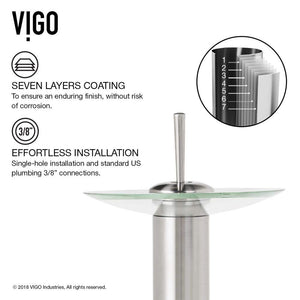 VIGO Waterfall 11.5 inch H Single Hole Single Handle Bathroom Faucet in Brushed Nickel - Vessel Sink Faucet VG03002BN