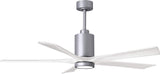 Matthews Fan PA5-BN-MWH-60 Patricia-5 five-blade ceiling fan in Brushed Nickel finish with 60” solid matte white wood blades and dimmable LED light kit 