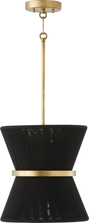 Capital Lighting 341211KP Cecilia 1 Light Pendant Black Rope and Patinaed Brass