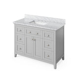 Jeffrey Alexander VKITCHA48CHBOR 48" Chocolate Chatham Vanity, Boulder Cultured Marble Vanity Top, undermount rectangle bowl