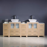 Fresca FCB62-72ES-CWH-V Fresca Torino 84" Espresso Modern Double Sink Bathroom Cabinets w/ Tops & Vessel Sinks