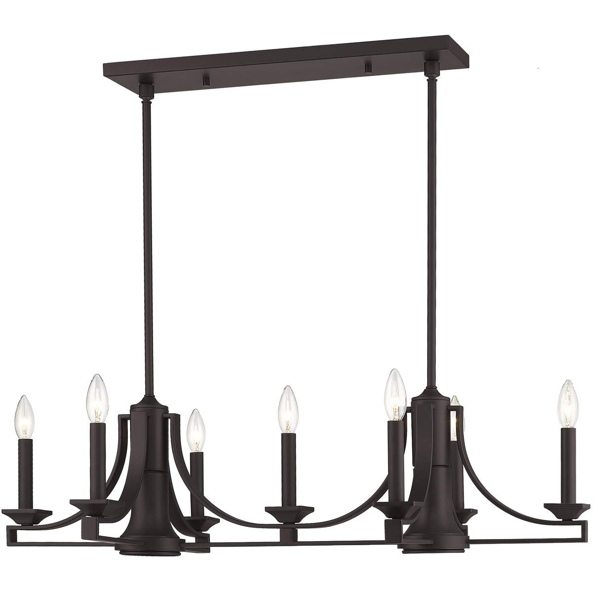 Livex Lighting 40057-07 Transitional Nine Light Linear Chandelier from Trumbull Collection in Bronze/Dark Finish, 36.00 inches, 48.50x36.00x18.25