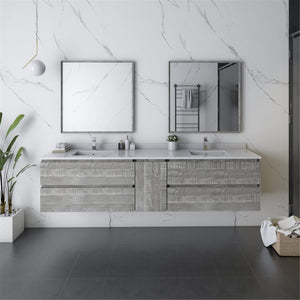 Fresca FVN31-361236ASH Fresca Formosa 84" Wall Hung Double Sink Modern Bathroom Vanity w/ Mirrors in Ash