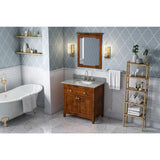 Jeffrey Alexander VKITCHA36CHSGR 36" Chocolate Chatham Vanity, Steel Grey Cultured Marble Vanity Top, undermount rectangle bowl