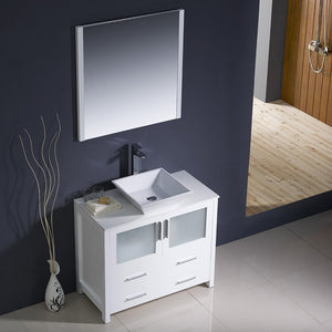 Fresca FVN6236WH-VSL Fresca Torino 36" White Modern Bathroom Vanity w/ Vessel Sink