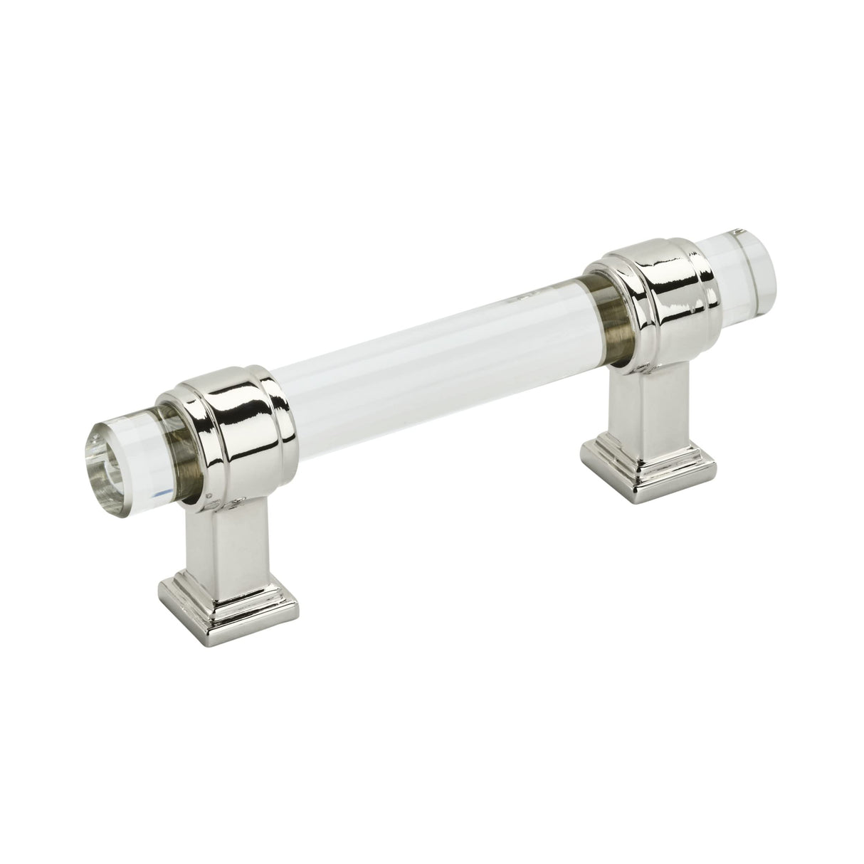 Amerock Cabinet Pull Clear/Polished Nickel 3 inch (76 mm) Center to Center Glacio 1 Pack Drawer Pull Drawer Handle Cabinet Hardware