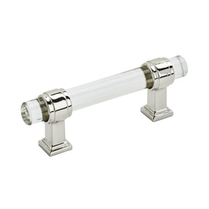 Amerock Cabinet Pull Clear/Polished Nickel 3 inch (76 mm) Center to Center Glacio 1 Pack Drawer Pull Drawer Handle Cabinet Hardware