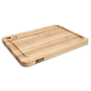 John Boos MPL2015125-FH-GRV Prestige Maple Wood Cutting Board for Kitchen Prep, 20 x 15 Inches, 1.25 Inches Thick Edge Grain Charcuterie Block with Juice Grooves 20X15X1.25 MPL-EDGE GR-PRESTIGE-