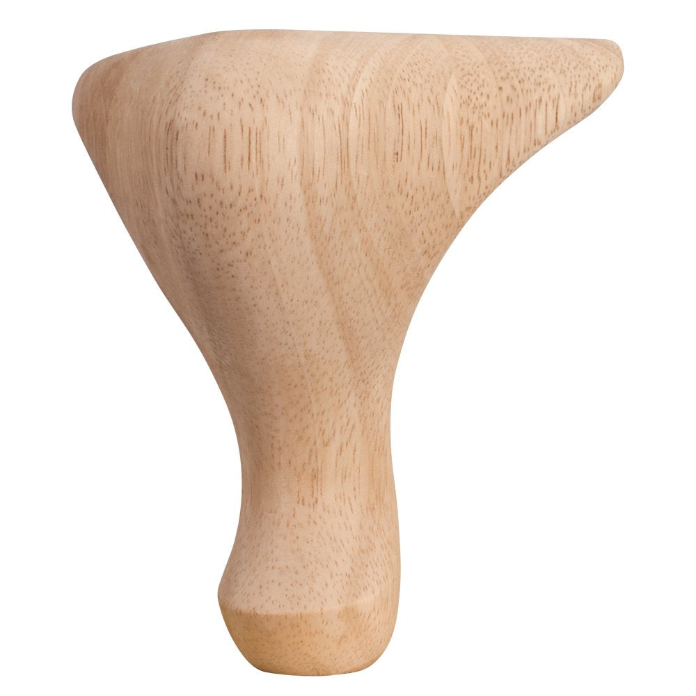 Hardware Resources WL65RW 4-1/4" W x 4-1/4" D x 6" H Rubberwood Queen Anne Leg
