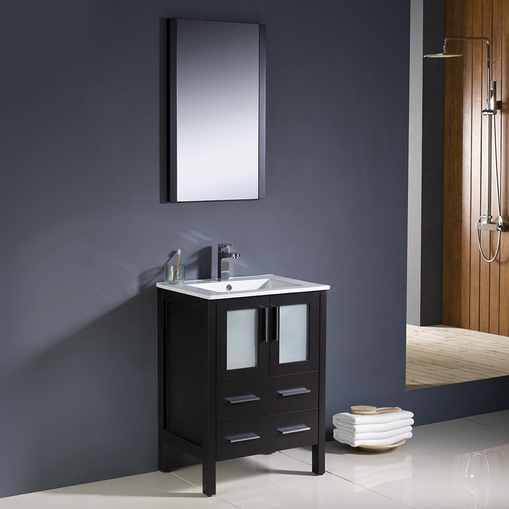 Fresca FVN6224ES-UNS Fresca Torino 24" Espresso Modern Bathroom Vanity w/ Integrated Sink