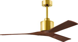 Matthews Fan NK-BRBR-WA-52 Nan 6-speed ceiling fan in Brushed Brass finish with 52” solid walnut tone wood blades