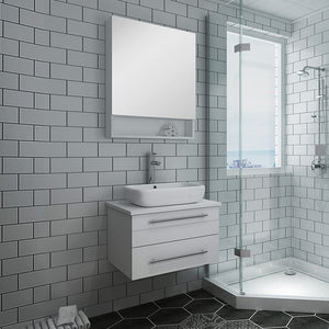 Fresca FVN6124GR-VSL Fresca Lucera 24" Gray Wall Hung Vessel Sink Modern Bathroom Vanity w/ Medicine Cabinet