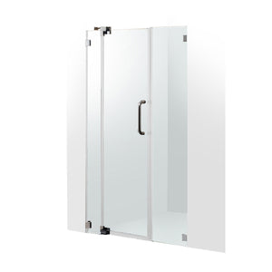 VIGO Adjustable 42 - 48 in. W x 72 in. H Frameless Pivot Rectangle Shower Door with Clear Tempered Glass and St. Steel Hardware in Brushed Nickel Finish with Reversible Handle - VG6042BNCL48