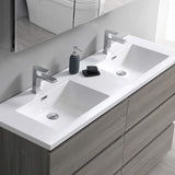 Fresca FCB93-3030GR-D-I Fresca Lazzaro 60" Gray Free Standing Modern Bathroom Cabinet w/ Integrated Double Sink