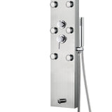 PULSE ShowerSpas 1042-SSB Monterey ShowerSpa Panel with 8" Rain Showerhead, 6 Body Spray Jets, Hand Shower and Tub Spout, Brushed Stainless Steel with Brushed Nickel Fixtures
