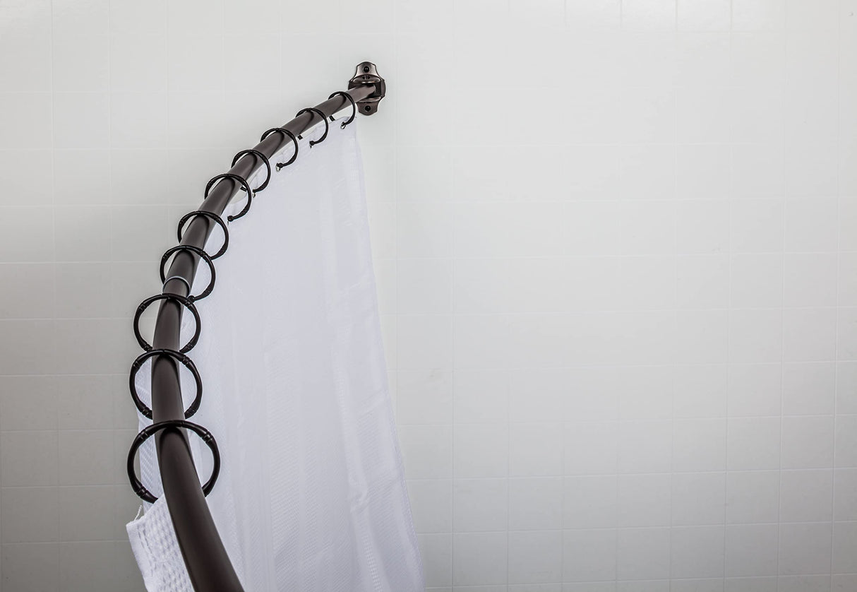 Elements SR02-SN-R 56"-72" Satin Nickel Adjustable Curved Shower Curtain Rod - Retail Packaged
