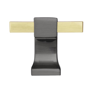 Amerock Cabinet Knob Brushed Gold/Black Chrome 1-3/8 inch (35 mm) Length Overton 1 Pack Drawer Knob Cabinet Hardware