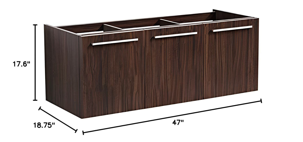 Fresca FCB8092GW Fresca Vista 48" Walnut Wall Hung Modern Bathroom Cabinet