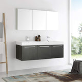 Fresca FVN8093BW-D Fresca Vista 60" Black Wall Hung Double Sink Modern Bathroom Vanity w/ Medicine Cabinet