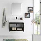 Fresca FVN8089BW Fresca Vista 30" Black Wall Hung Modern Bathroom Vanity w/ Medicine Cabinet