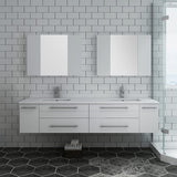 Fresca FVN6172GR-UNS-D Fresca Lucera 72" Gray Wall Hung Double Undermount Sink Modern Bathroom Vanity w/ Medicine Cabinets