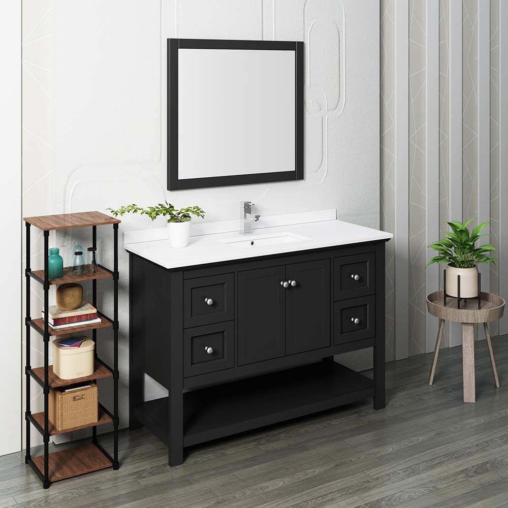 Fresca FVN2348BL Fresca Manchester 48" Black Traditional Bathroom Vanity w/ Mirror