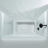 New England Home Goods 60” x 32” Four-Piece Direct-to-Stud Alcove Tub Surround with Left-Drain Hole Soaking Bathtub Combo in White