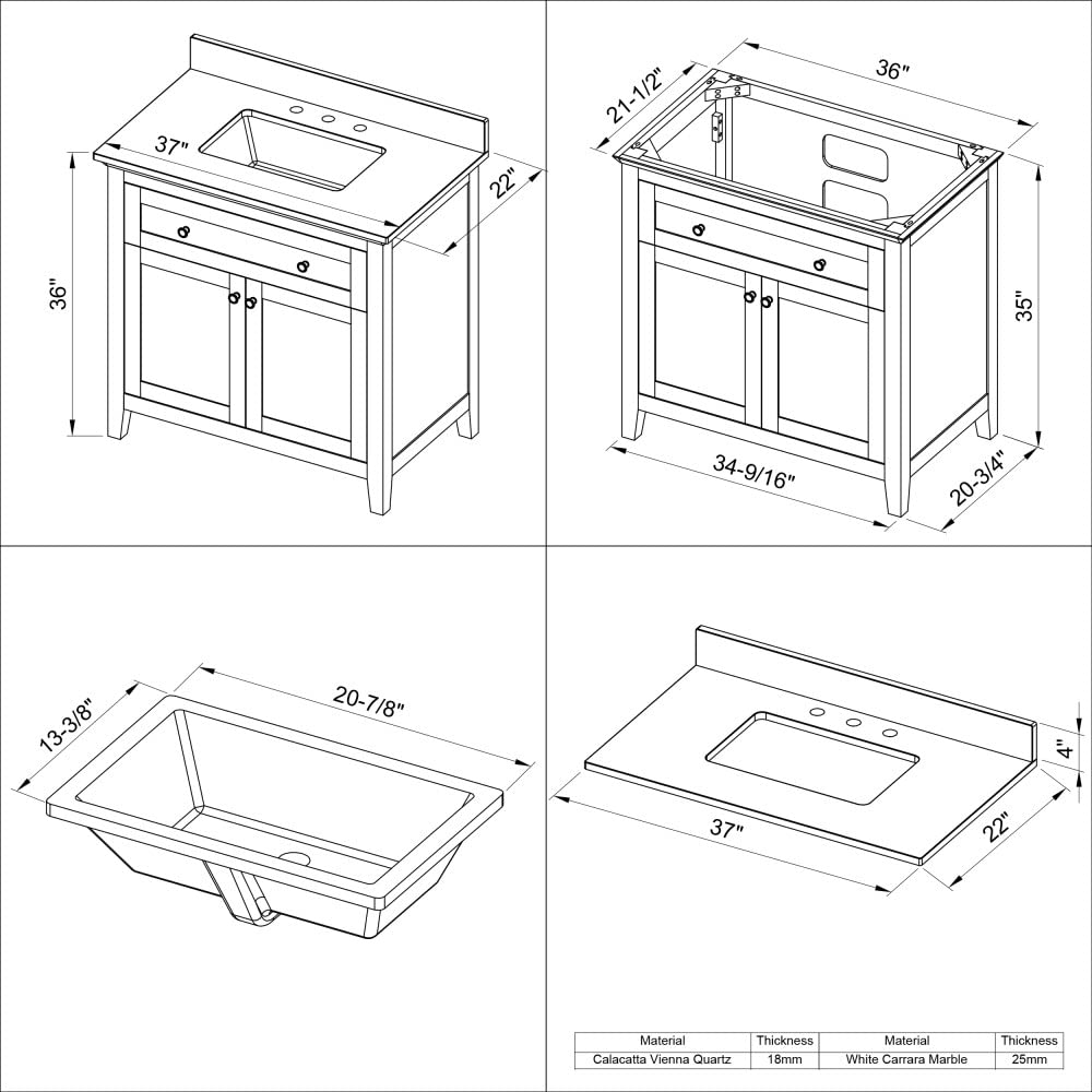 Jeffrey Alexander VKITCHA36CHBOR 36" Chocolate Chatham Vanity, Boulder Cultured Marble Vanity Top, undermount rectangle bowl