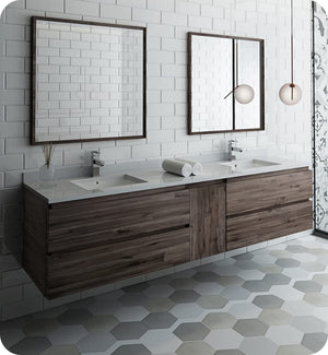 Fresca FVN31-361236ACA Fresca Formosa 84" Wall Hung Double Sink Modern Bathroom Vanity w/ Mirrors