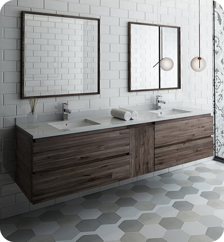 Fresca FVN31-361236ACA Fresca Formosa 84" Wall Hung Double Sink Modern Bathroom Vanity w/ Mirrors