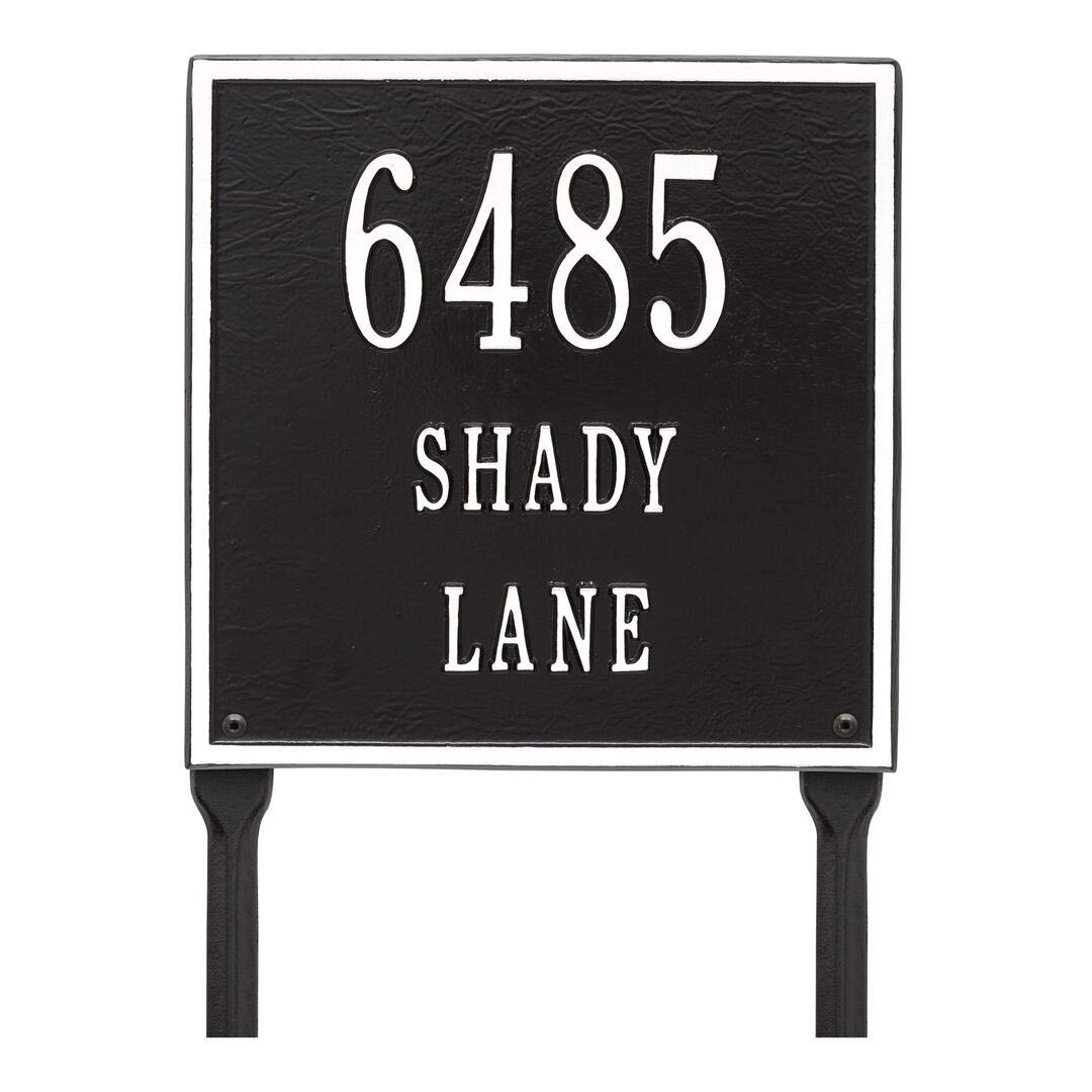 Whitehall 2115BW - Personalized Square Plaque - Standard - Lawn - 3 line