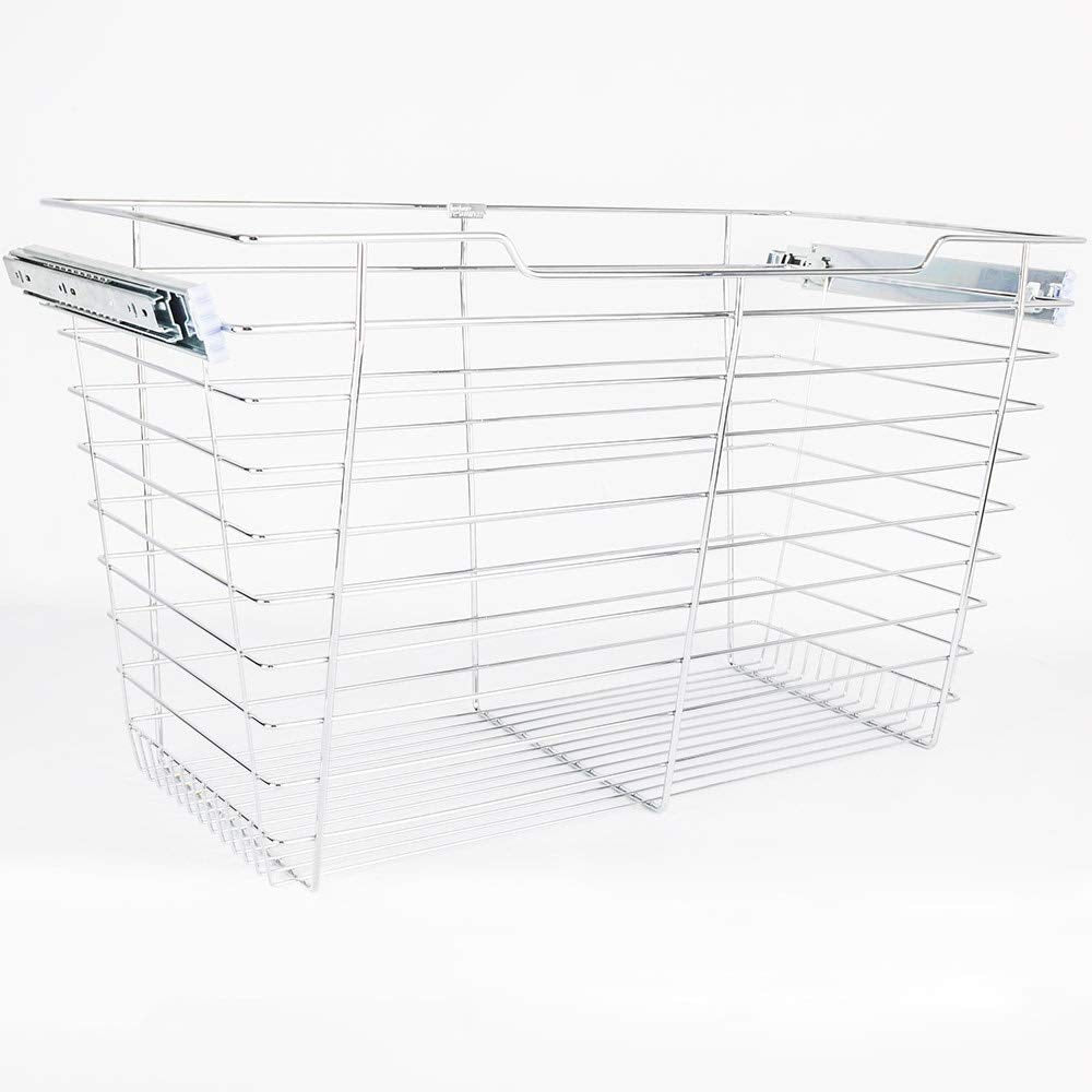 Hardware Resources POB1-162917CH Chrome Closet Pullout Basket with Slides 16"D x 29"W x 17"H