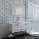 Fresca FVN6142WH-VSL Fresca Lucera 42" White Wall Hung Vessel Sink Modern Bathroom Vanity w/ Medicine Cabinet