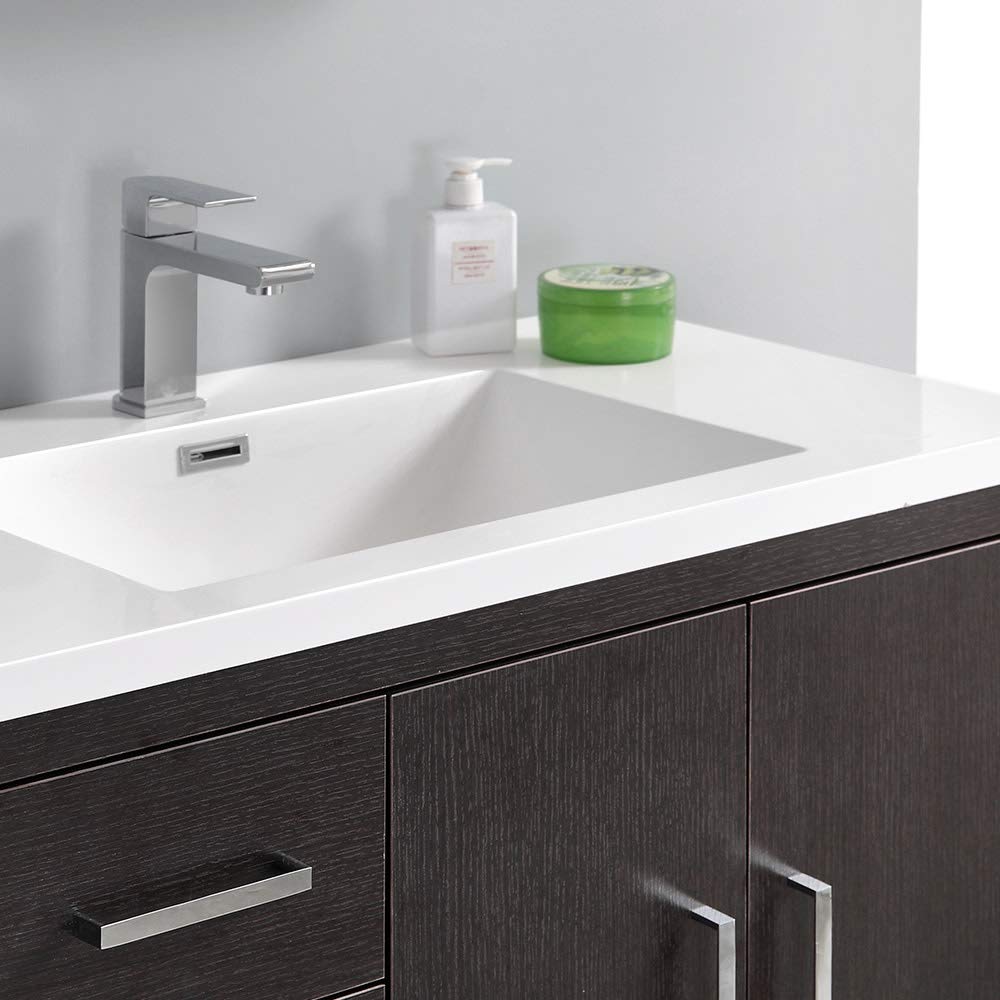 Fresca FCB9436WH-L-I Fresca Imperia 36" Glossy White Free Standing Modern Bathroom Cabinet w/ Integrated Sink - Left Version