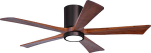 Matthews Fan IR5HLK-BB-WA-52 IR5HLK five-blade flush mount paddle fan in Brushed Bronze finish with 52” solid walnut tone blades and integrated LED light kit.