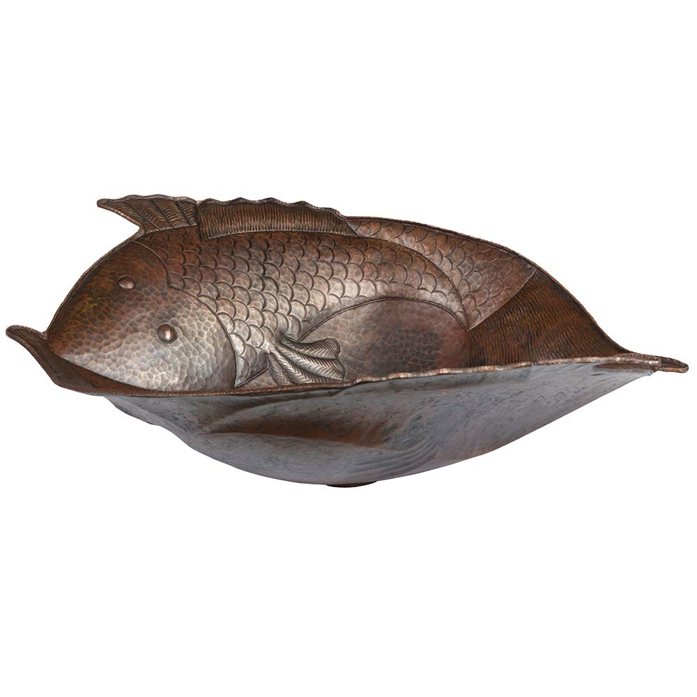 Premier Copper Products PV2FHDB 19-Inch Two Fish Vessel Hammered Copper Sink