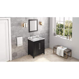 Jeffrey Alexander VKITCAD30BKCQR 30" Black Cade Vanity, Calacatta Vienna Quartz Vanity Top, undermount rectangle bowl