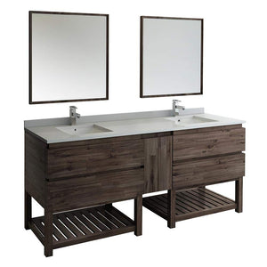 Fresca FVN31-361236ACA-FS Fresca Formosa 84" Floor Standing Double Sink Modern Bathroom Vanity w/ Open Bottom & Mirrors