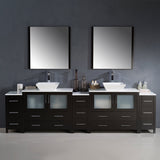 Fresca FVN62-108ES-VSL Fresca Torino 108" Espresso Modern Double Sink Bathroom Vanity w/ 3 Side Cabinets & Vessel Sinks