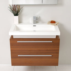 Fresca FVN8080TK Fresca Medio 32" Teak Modern Bathroom Vanity w/ Medicine Cabinet