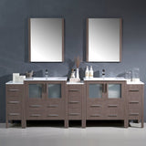 Fresca FVN62-96GO-UNS Fresca Torino 96" Gray Oak Modern Double Sink Bathroom Vanity w/ 3 Side Cabinets & Integrated Sinks