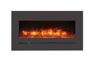 Amantii WM-FML-34-4023-STL Wall Mount / Flush Mount - 34" Electric Fireplace with a Steel Surround and Glass Media