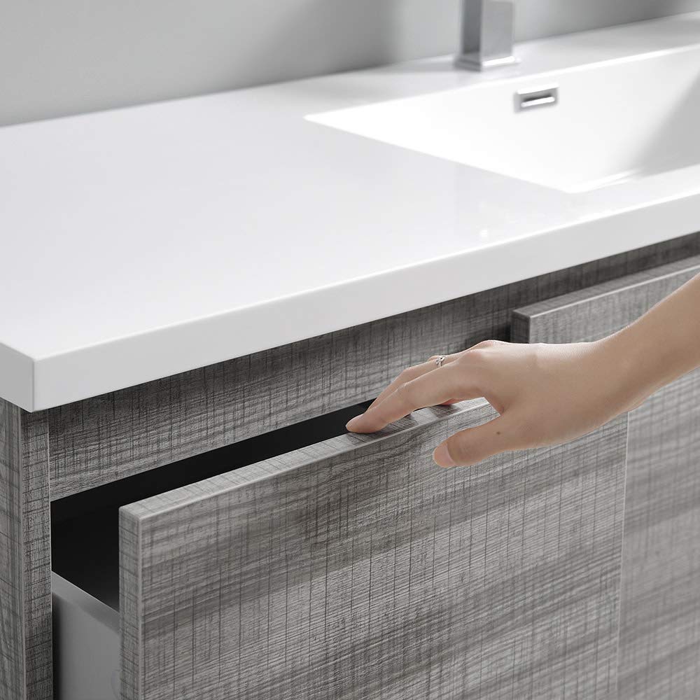 Fresca FCB9360HA-S-I Fresca Lazzaro 60" Glossy Ash Gray Free Standing Modern Bathroom Cabinet w/ Integrated Single Sink