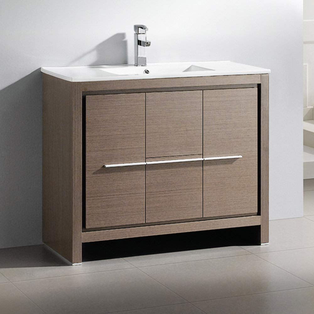 Fresca FCB8140GO-I Fresca Allier 40" Gray Oak Modern Bathroom Cabinet w/ Sink